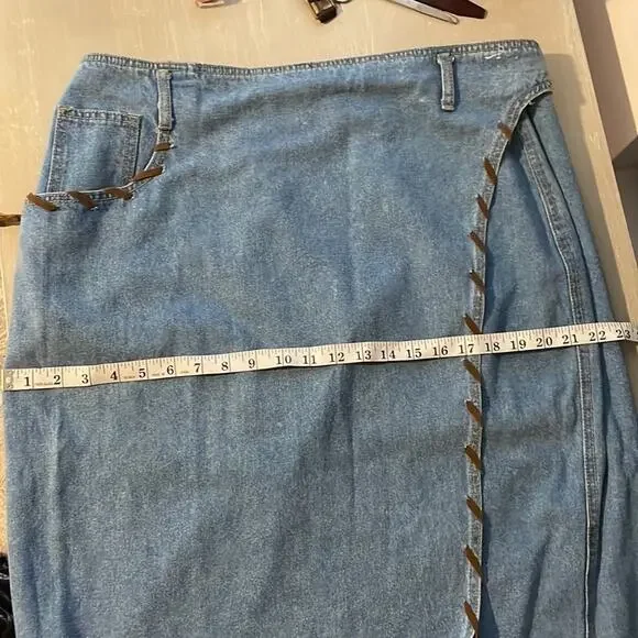 Vintage Baccini denim blanket stitch wrap skirt - Picture 8 of 8